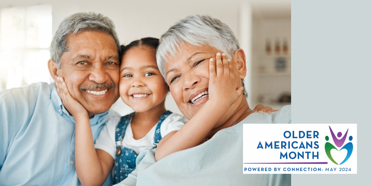 Young girl hugging her grandparents